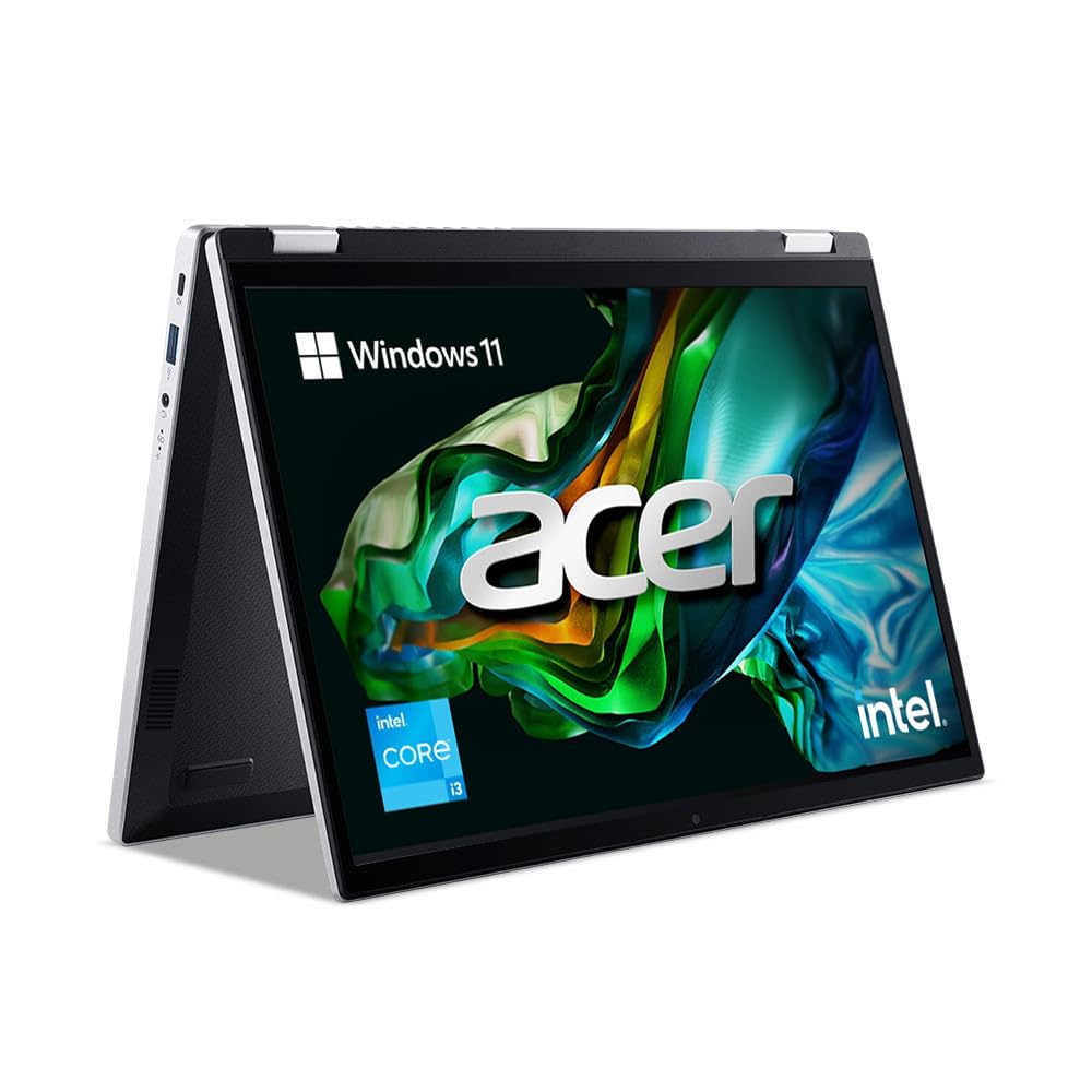 Acer Aspire 3 Spin 14, Intel Core i3-N305, 8GB RAM, 512GB SSD, WUXGA 14", Touchscreen 2-in-1, Windows 11 Home, MS Office, Obsidian Black, 1.54KG, A3SP14-31PT, AES Pen Solution Laptop